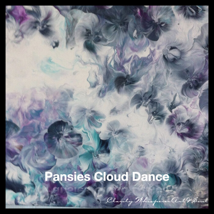 Sold - Original Art -'Pansies Cloud Dance' 12x12in acrylic on canvas