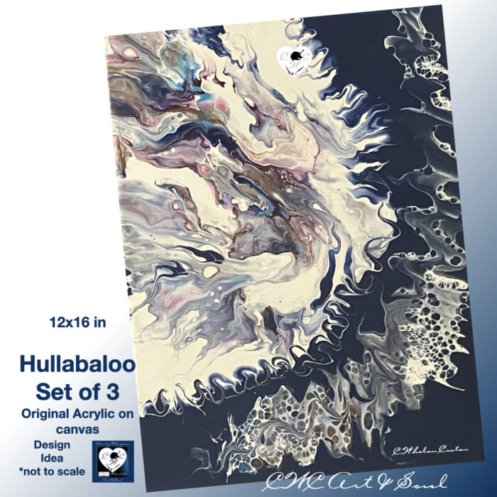 HULLABALOO -Set of 3 on Canvas - Image 3